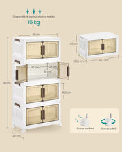 Carica l'immagine nel visualizzatore di Gallery, SONGMICS Scatole Portaoggetti, Organizer Pieghevole a 4 Livelli con Ruote