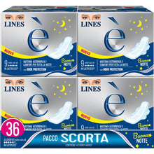 Carica l'immagine nel visualizzatore di Gallery, Assorbenti LINES È NOTTE con ali x36 pezzi per ciclo mestruale