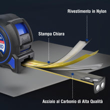Carica l'immagine nel visualizzatore di Gallery, WORKPRO Nastro Metrico da 5m, Metro a Nastro Retrattile professionale ad alta precisione con gancio magnetico e nastro l
