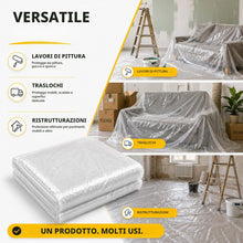 Carica l'immagine nel visualizzatore di Gallery, 6x Teli Copritutto 4x5m – 120m² Totali – Telo Protettivo Extra Resistente e Trasparente per Pittura, Ristrutturazioni e 