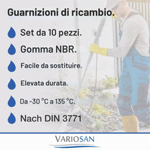 Carica l'immagine nel visualizzatore di Gallery, VARIOSAN O-ring per idropulitrice ad alta pressione 18830, 10 pezzi, 1/2", NBR, Quick Connect, Compatible/Substitute for
