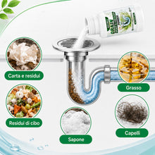 Carica l'immagine nel visualizzatore di Gallery, Polvere Disgorgante Professionale Forte, Stura Lavandini e Scarichi per Eliminare Odore di Fogna in Bagno, Rimuove Rapid
