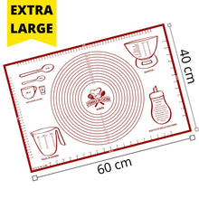 Carica l'immagine nel visualizzatore di Gallery, Spianatoia per Impastare 60x40 Disegno Italiano Misure in CM - Tappetino da Forno in Silicone Riutilizzabile Antiaderent