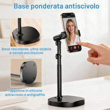 Carica l'immagine nel visualizzatore di Gallery, Porta Cellulare da Tavolo Nero, Supporto Telefono Scrivania con Base Robusta, Regolabile in Altezza e Angolazione per iP