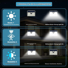 Carica l'immagine nel visualizzatore di Gallery, Lampade Solari Esterne, Sensore Movimento IP65 Impermeabile, Bianco Freddo