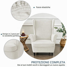 Carica l'immagine nel visualizzatore di Gallery, Fodere per sedie ad Ala ,Copri Poltrona con Braccioli con Fascia Elastica, Fodera Protettiva per Poltrona Lavabile per S