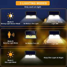 Carica l'immagine nel visualizzatore di Gallery, Luce Solare LED Esterno, Faretto LED da Esterno con Sensore di Movimento, 185 LED/ 3 Modos Lampada Solare da Esterno, IP