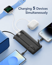 Carica l'immagine nel visualizzatore di Gallery, VRURC Power Bank 10000mAh, Slim Caricatore Portatile con 4 Cavi Intergrati