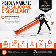 Carica l'immagine nel visualizzatore di Gallery, Topolenashop Pistola Manuale per Silicone e Sigillanti – Applicatore Professionale per Cartucce fino a 310 mm, Struttura