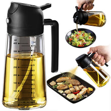 Carica l'immagine nel visualizzatore di Gallery, TrendPlain Spruzzino Olio per Friggitrice Aria 470ml, Dosatore Olio 2 in 1, Oliera Spray per Cucina, Insalata e Aceto, A