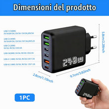 Carica l'immagine nel visualizzatore di Gallery, Caricatore USB-C 240W Multi-Port 3USB-A + 3USB-C