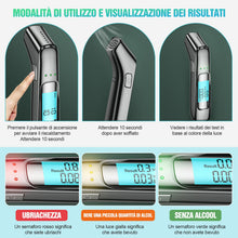 Carica l'immagine nel visualizzatore di Gallery, Etilometro Portatile Certificato,Alcol Test con LED ad Alta Definizione e Chip ad Alta Sensibilità,Adatto per Uso Domest