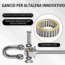 Carica l'immagine nel visualizzatore di Gallery, Ganci per Altalena Resistenti in Acciaio Inox con Cuscinetti Confezione da 2, Bulloni M10 Girevole, capacità 680 kg, per