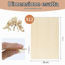 Carica l'immagine nel visualizzatore di Gallery, 12 Pezzi Fogli di Legno di Balsa,300 × 200 × 2mm Compensato,Compensato Basswood,Per Progetti di Modellismo Fai-da-te,Int