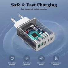Carica l'immagine nel visualizzatore di Gallery, Caricatore Multiplo 5 Porte USB C PD&amp;QC3.0 - Caricatore Rapido PD 20W, Spina Di Ricarica Tipo C, Compatibile Con iPhone/