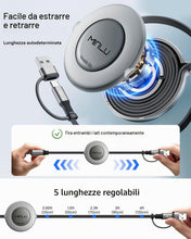 Carica l'immagine nel visualizzatore di Gallery, Minlu Retrattile Cavo di Ricarica 5 in 1, Cavo USB Ricarica Rapida 1,2m