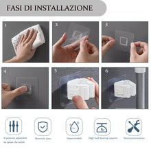 Carica l'immagine nel visualizzatore di Gallery, Porta Scope Parete 8 Pezzi, Autoadesivo Appendi Scope a Muro,ABS Portascope da Muro Regolabile Appendibile, Non è necess