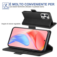 Carica l'immagine nel visualizzatore di Gallery, Giyer Cover per iPhone 14 Pro Max Custodia con Vetro Temperato, Premium PU Portafoglio Slot per Scheda RFID Antifurto Fu