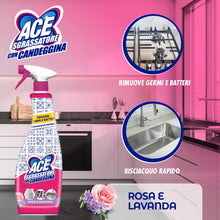 Carica l'immagine nel visualizzatore di Gallery, ACE Spray Sgrassatore con Candeggina, Rosa e Lavanda, 2 flaconi da 600 mL