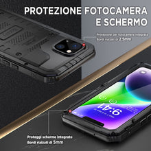 Carica l'immagine nel visualizzatore di Gallery, Beeasy Cover per iPhone 14 IP68 Impermeabile Custodia Militare Antiurto Resistente 360° Metallo Armor Protezione Schermo