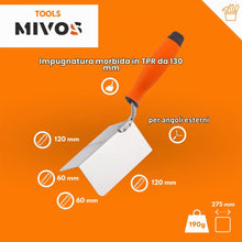 Carica l'immagine nel visualizzatore di Gallery, Mivos 2x Spatola Angolare Antiruggine 120 x 60 mm - Cazzuola Angolare Interna ed Esterna in Acciaio Inox - Cazzuola per 