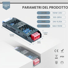 Carica l'immagine nel visualizzatore di Gallery, KSIBNW Trasformatore LED 24V 150w 6,25A Alimentatore, Driver AC 220V a DC 24V Ultra Fino Interruttore Adattatore Trasfor