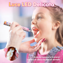 Carica l'immagine nel visualizzatore di Gallery, Spazzolino Elettrico Bambini 3-6-12 Anni Spazzolino Elettrico Bambina Bambino Con Timer Luci LED Arcobaleno E 4 Testine 