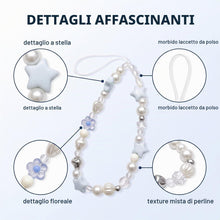 Carica l'immagine nel visualizzatore di Gallery, Laccetto per Cellulare con Perline Blu, Catenina per Telefono con Stelle, Charm Cellulare Y2K e Cordino da Polso per Fot
