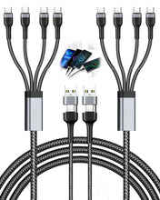 Carica l'immagine nel visualizzatore di Gallery, 2 Pezzi Cavo Ricarica Multiplo USB-C 4 in 2, 1.2 m Cavo USB Multiplo Universale con 4 Porte Tipo-C Ricarica Rapida PD 40