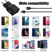 Carica l'immagine nel visualizzatore di Gallery, Caricabatterie rapido USB per Samsung Galaxy S9 S8 S10 S10+ S20 S20 FE A04S A14 A13 A12 A22 A23 A33 A34 A51 A52 A53 A54 