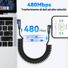 Carica l'immagine nel visualizzatore di Gallery, OTraki Cavo USB-C Corto 0.8 m Angolo Retto per Ricarica Rapida Portatile