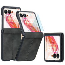 Carica l'immagine nel visualizzatore di Gallery, Custodia in Pelle per Motorola Razr 50 Ultra con Protezione a Cerniera e Protezione per Schermo, Cover di Lusso Sottile 