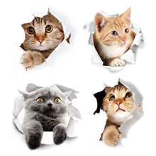 Carica l'immagine nel visualizzatore di Gallery, 4 Pezzi Adesivi Gatto 3D per Auto e Casa - Decorazione Murale Rimovibile con Effetto Reale, Ideale per Finestre, Frigori