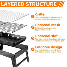 Carica l'immagine nel visualizzatore di Gallery, Barbecue Portatile a Carbone,BBQ Grill Pieghevole,43cm x29cmx 22cm