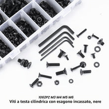Carica l'immagine nel visualizzatore di Gallery, 1062 PzViti M3 M4 M5 M6, Bulloni e Dadi, Set di Viti a Testa Svasata con Esagono Incassato, Viti a Testa Piatta Esagonal