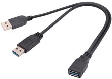 Carica l'immagine nel visualizzatore di Gallery, USB 3.0 A Femmina a Doppio USB 3.0 A Maschio+USB 2.0 A Maschio Extra Power Ricarica e Trasferimento Dati Doppio USB Y Sp