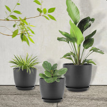 Carica l'immagine nel visualizzatore di Gallery, FORAGIFT Vasi per Piante da Interno di 25/23/20 cm - Set di 3 con Fori di Drenaggio e Sottovaso, Plastica Decorativa Mod