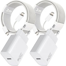Carica l'immagine nel visualizzatore di Gallery, 3m iPhone 17/16/15 Caricatore (2 Set), Cavo USB C Ricarica Rapida Per iPhone 17/17 Pro Max/17e/16 Pro Max/16e/15 Plus/Ai