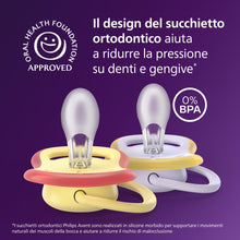 Carica l'immagine nel visualizzatore di Gallery, Philips Avent Ultra Start Ciuccio - Design ortodontico, per neonati 0-6 mesi, tettarella simmetrica in morbido silicone,