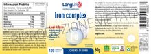Carica l'immagine nel visualizzatore di Gallery, LongLife® Iron complex | 4 sali di ferro ad alta biodisponibilità | Con vitamina C e B12, acido folico e rame | Oltre 3 