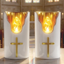 Carica l'immagine nel visualizzatore di Gallery, 2 Pezzi Candele led, Lumini cimitero led batteria per cimiteri e chiese