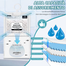 Carica l'immagine nel visualizzatore di Gallery, 10 Pezzi Sacchetti Deumidificatori per Armadio - con Gancio, Fino a 500ml per Sacchetto, per Eliminare Umidità e Muffa -