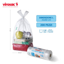 Carica l'immagine nel visualizzatore di Gallery, VIROSAC - 1000 Usi - Sacchetti Multiuso a Forma di Shopper 34x60cm, 200 Pezzi per Rotolo, Trasparente