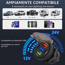 Carica l'immagine nel visualizzatore di Gallery, Presa USB 12V Caricabatterie da Auto, 4 Porte 68W Total USB C PD &amp; QC 3.0