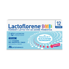 Carica l'immagine nel visualizzatore di Gallery, Lactoflorene Bimbi, Integratore Fermenti Lattici per l'Equilibrio Intestinale, con Zinco e Vitamine B, Gusto Fragola, 12