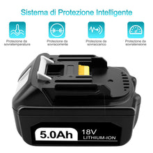 Carica l'immagine nel visualizzatore di Gallery, 5,0Ah 18V BL1850B Batteria per BL1860 BL1850B BL1850 BL1840B BL1840 BL1830 BL1835 BL1845 BL1815 LXT-400