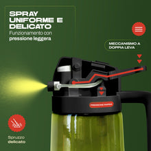 Carica l'immagine nel visualizzatore di Gallery, PORTENTUM Spruzzino Olio per Friggitrice Aria 470 ml 2 in 1 Funzione Spray e Versamento – Oliera Vetro Verde Protezione 