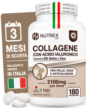 Carica l'immagine nel visualizzatore di Gallery, NutrexLab Collagene Bovino Idrolizzato Acido Ialuronico 2100mg 180 Cpr