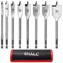 Carica l'immagine nel visualizzatore di Gallery, SHALL- Set di punte piatte per legno, 8 pezzi, codolo esagonale a cambio rapido da 1/4", Ø 6-32 mm, punta da trapano per