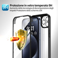 Carica l'immagine nel visualizzatore di Gallery, seacosmo Cover per iPhone 15 Pro, Vetro Temperato 9H Integrato per Schermo, Pellicola HD per Protezione Fotocamera, Cust